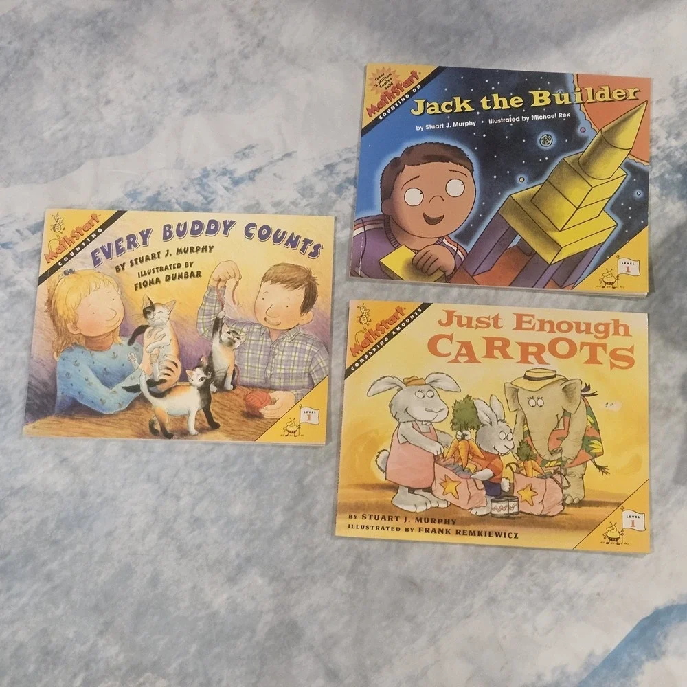 MathStart Level 1 & 2 Book Lot‎ Stuart J Murphy Homeschool Early Math 5 Books